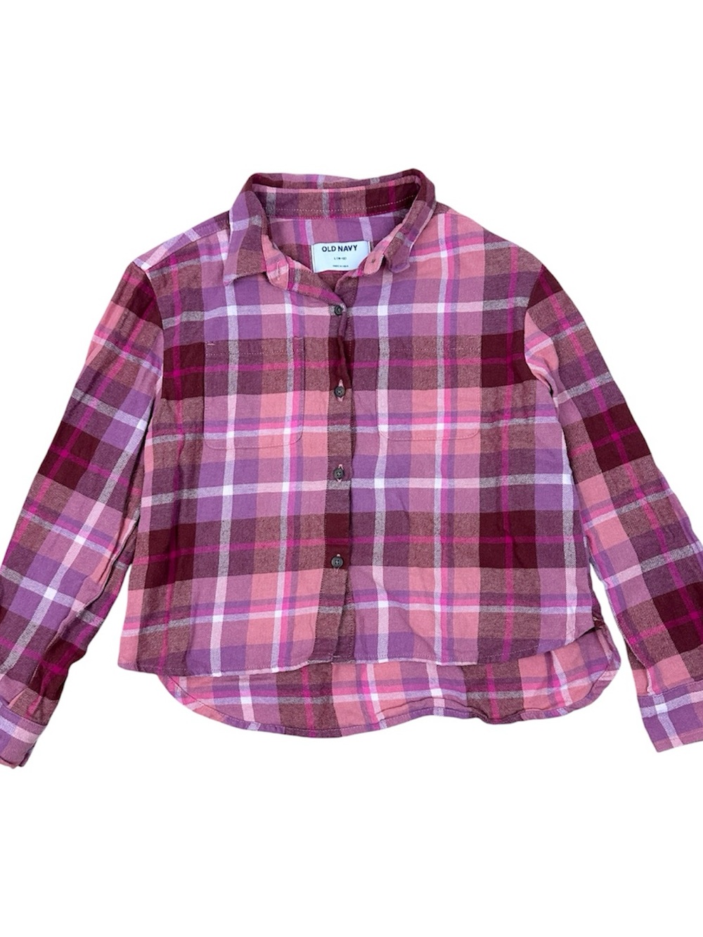 Old Navy Pink & Purple Plaid Button-Down Shirt